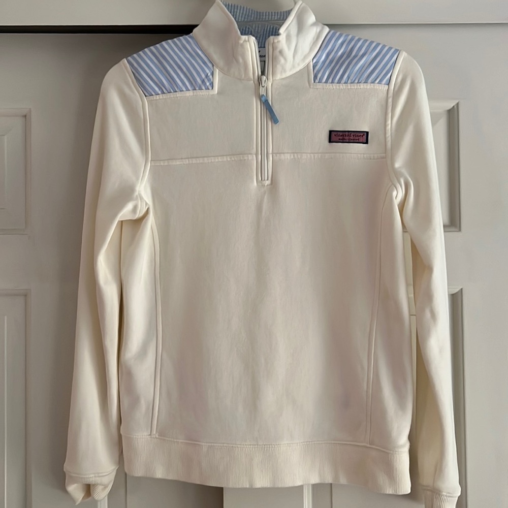 Vineyard Vines cream zip pullover, size XS, EUC